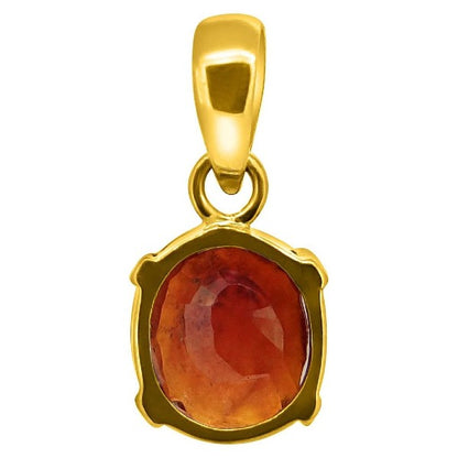 Hessonite Garnet (Gomed) 4.25 - 12.25 Ratti Natural & Certified Astrological Gemstone Panchdhatu Prong Setting Pendant