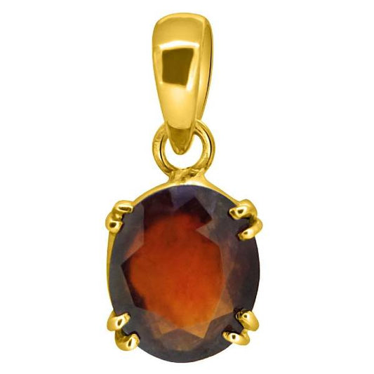 Hessonite Garnet (Gomed) 4.25 - 12.25 Ratti Natural & Certified Astrological Gemstone Ashtdhatu Prong Setting Pendant