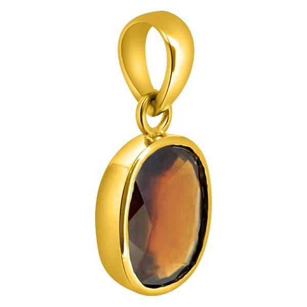 Hessonite Garnet (Gomed) 4.25 - 12.25 Ratti Natural & Certified Astrological Gemstone Panchdhatu Bezel Setting Pendant