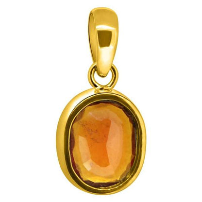 Hessonite Garnet (Gomed) 4.25 - 12.25 Ratti Natural & Certified Astrological Gemstone Panchdhatu Bezel Setting Pendant