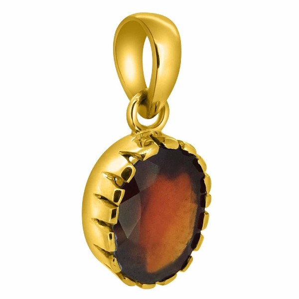 Hessonite Garnet (Gomed) 4.25 - 12.25 Ratti Natural & Certified Astrological Gemstone Ashtdhatu Crown Setting Pendant