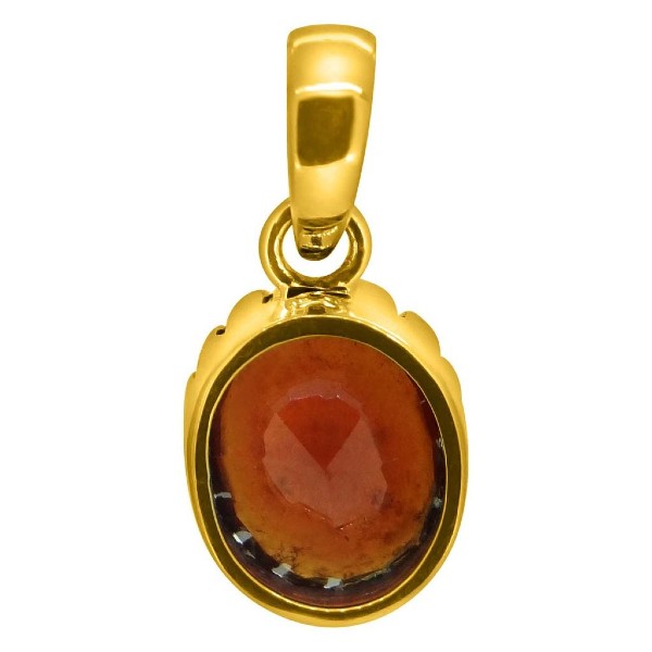 Hessonite Garnet (Gomed) 4.25 - 12.25 Ratti Natural & Certified Astrological Gemstone Ashtdhatu Crown Setting Pendant