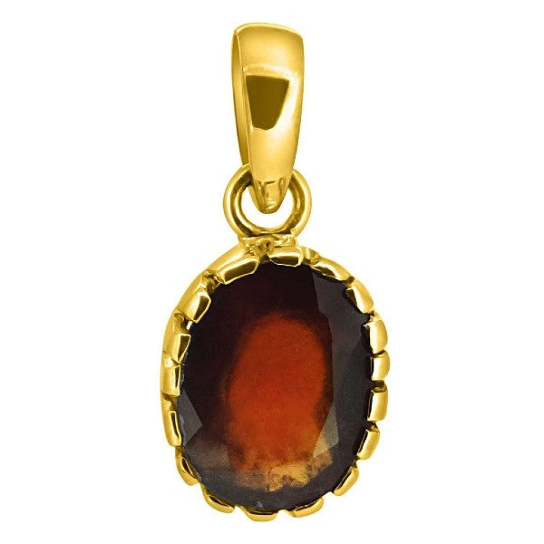 Hessonite Garnet (Gomed) 4.25 - 12.25 Ratti Natural & Certified Astrological Gemstone Ashtdhatu Crown Setting Pendant
