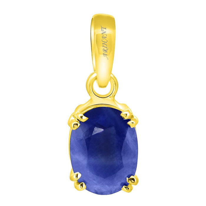 Blue Sapphire (Neelam) 3.25 - 12.25 Ratti Natural & Certified Astrological Gemstone Ashtdhatu Prong Setting Pendant