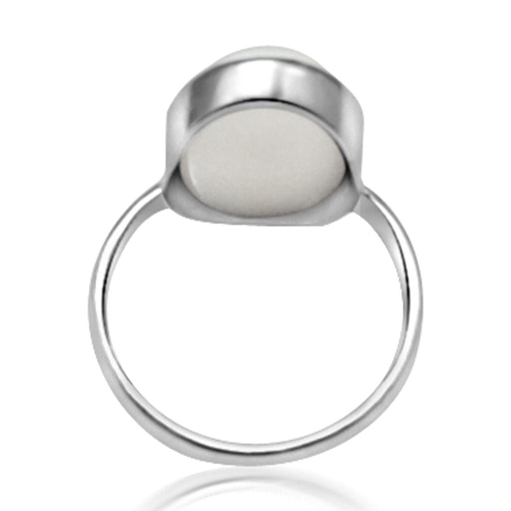 White Opal 4.25 - 12.25 Ratti Natural & Certified Astrological Gemstone Silver(925) Bezel Setting Ring