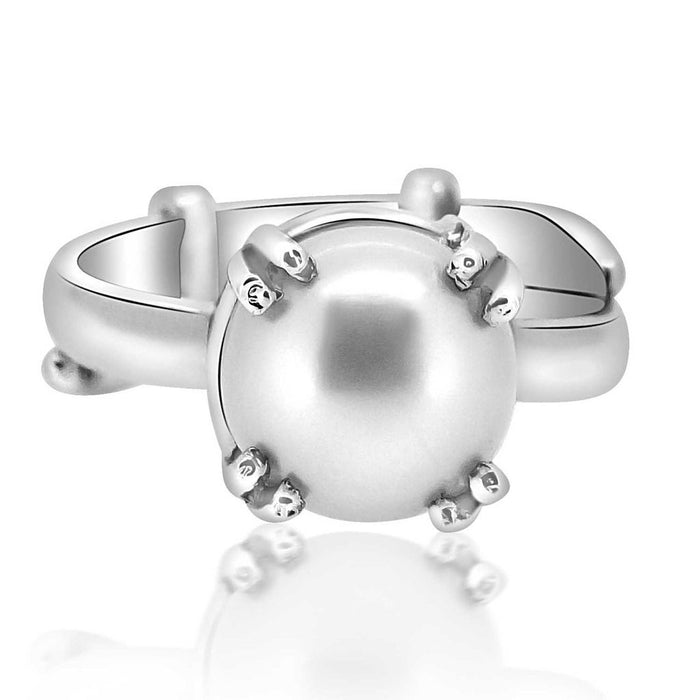 Fresh Water Pearl (Moti) 3.25 - 12.25 Ratti Certified Astrological Gemstone Adjustable Silver(925) Prong Setting Ring