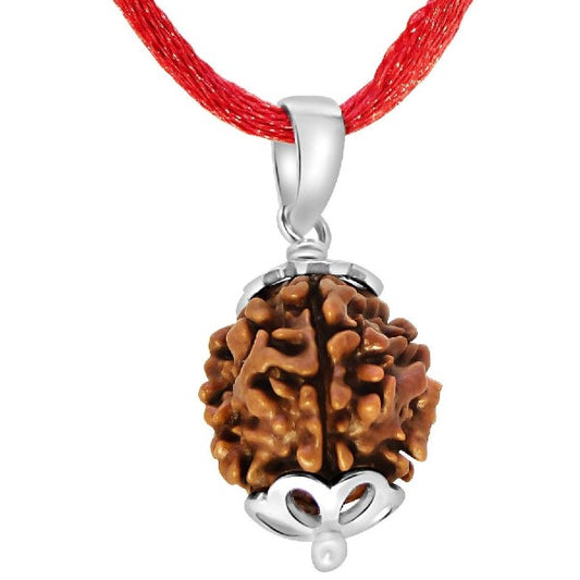 4 Mukhi NEPALI RUDRAKSHA SILVER 925 PENDANT / Four Faced RUDRAKSHA 100% Original & Certified