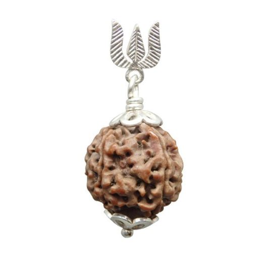 5 Mukhi NEPALI RUDRAKSHA SILVER 925 TRISHUL PENDANT / Five Faced RUDRAKSHA 100% Original & Certified