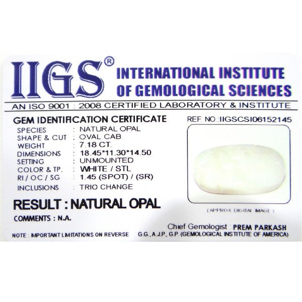 White Fire Opal 4.25 - 20.25 Ratti Natural & Certified Astrological Gemstone