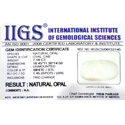 White Fire Opal 4.25 - 20.25 Ratti Natural & Certified Astrological Gemstone