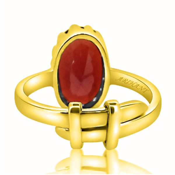 Hessonite Garnet (Gomed) 3.25 - 12.25 Ratti Natural & Certified Astrological Gemstone Adjustable Panchdhatu Crown Setting Ring