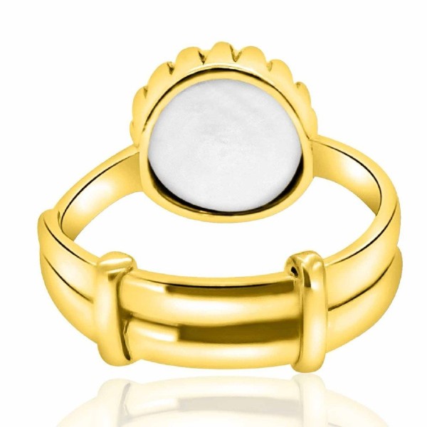 Fresh Water Pearl (Moti) 3.25 - 12.25 Ratti Certified Astrological Gemstone Adjustable Panchdhatu Crown Setting Ring