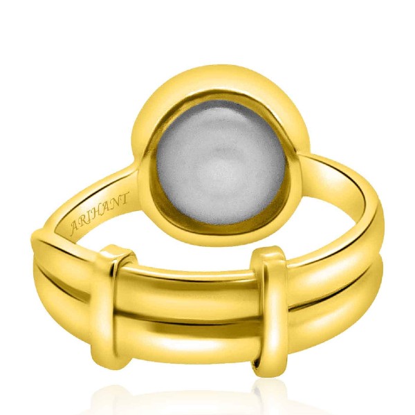 Fresh Water Pearl (Moti) 3.25 - 12.25 Ratti Certified Astrological Gemstone Adjustable Ashtdhatu Bezel Setting Ring