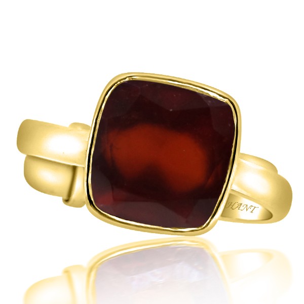 Hessonite Garnet (Gomed) 3.25 - 12.25 Ratti Natural & Certified Astrological Gemstone Adjustable Ashtdhatu Cushion Bezel Setting Ring