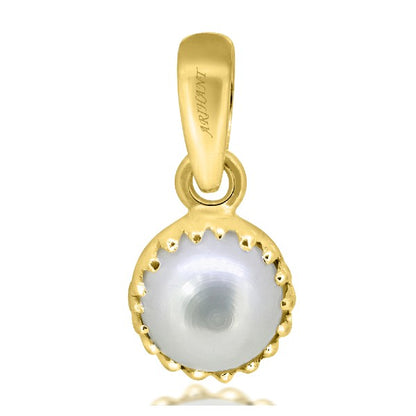 Fresh Water Pearl (Moti) 3.25 - 13.25 Ratti Certified Astrological Gemstone  Ashtdhatu Crown Setting Pendant