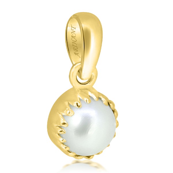 Fresh Water Pearl (Moti) 3.25 - 13.25 Ratti Certified Astrological Gemstone  Panchdhatu Crown Setting Pendant