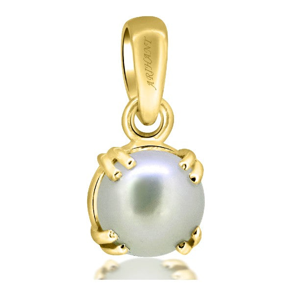 Fresh Water Pearl (Moti) 3.25 - 13.25 Ratti Certified Astrological Gemstone  Ashtdhatu Prong Setting Pendant