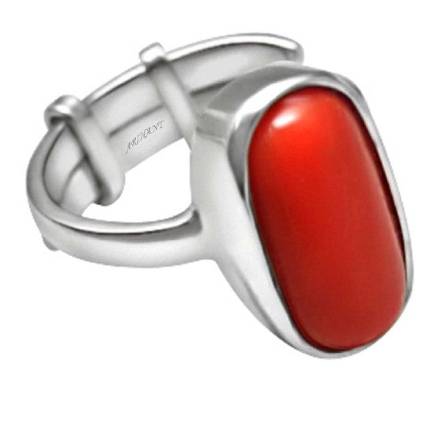 Coral (Moonga) 4.25 - 12.25 Ratti Natural & Certified Astrological Gemstone Silver(925) Bezel Setting Ring