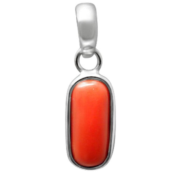 Coral (Moonga) 4.25 - 12.25 Ratti Natural & Certified Astrological Gemstone Silver(925) Bezel Setting Pendant
