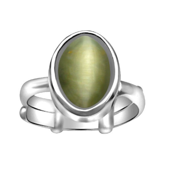 Cat's Eye Quartz (Lehsuniya) 4.25 - 12.25 Ratti Natural & Certified Astrological Gemstone Silver(925) Prong Setting Ring