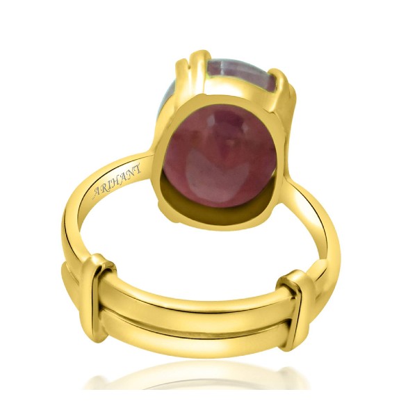 Ruby (Manik) 3.25 - 12.25 Ratti Natural & Certified Astrological Gemstone Panchdhatu Prong Setting Ring