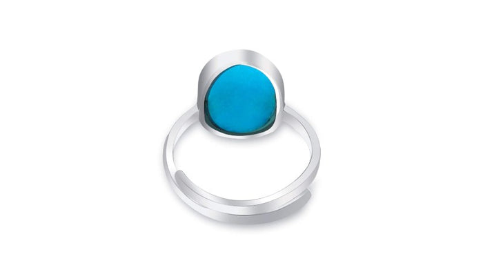Turquoise (Firoza) 3.25 - 12.25 Ratti Natural & Certified Astrological Gemstone Silver(925) Bezel Setting Ring