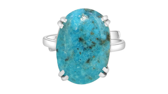 Irani Turquoise (Irani Firoza) 3.25 - 12.25 Ratti Natural & Certified Astrological Gemstone Silver(925) Prong Setting Ring