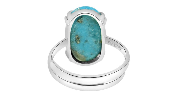 Irani Turquoise (Irani Firoza) 3.25 - 12.25 Ratti Natural & Certified Astrological Gemstone Silver(925) Prong Setting Ring