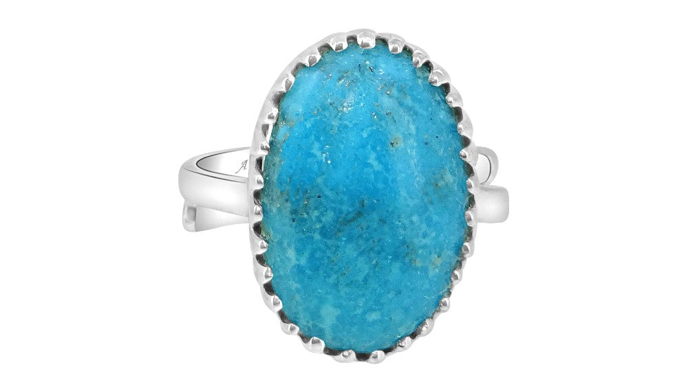 Irani Turquoise (Irani Firoza) 3.25 - 12.25 Ratti Natural & Certified Astrological Gemstone Silver(925) Crown Setting Ring