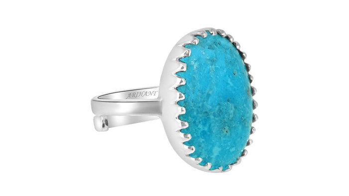 Irani Turquoise (Irani Firoza) 3.25 - 12.25 Ratti Natural & Certified Astrological Gemstone Silver(925) Crown Setting Ring
