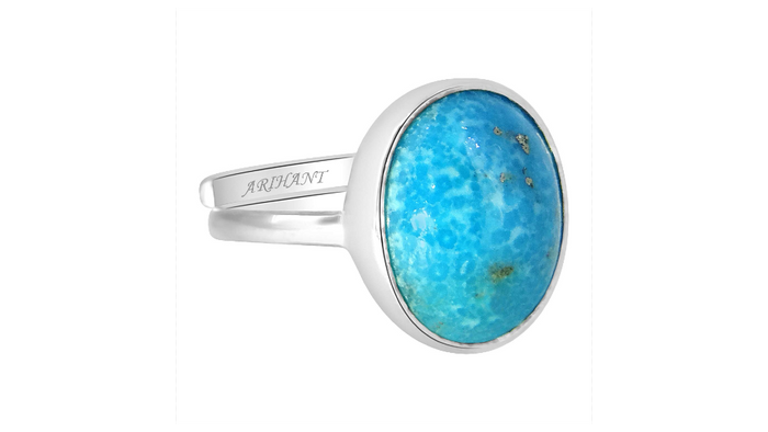 Irani Turquoise (Irani Firoza) 3.25 - 12.25 Ratti Natural & Certified Astrological Gemstone Silver(925) Bezel Setting Ring