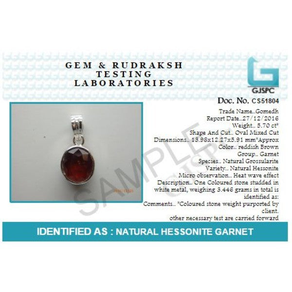 Hessonite Garnet (Gomed) 4.25 - 12.25 Ratti Natural & Certified Astrological Gemstone Panchdhatu Bezel Setting Pendant