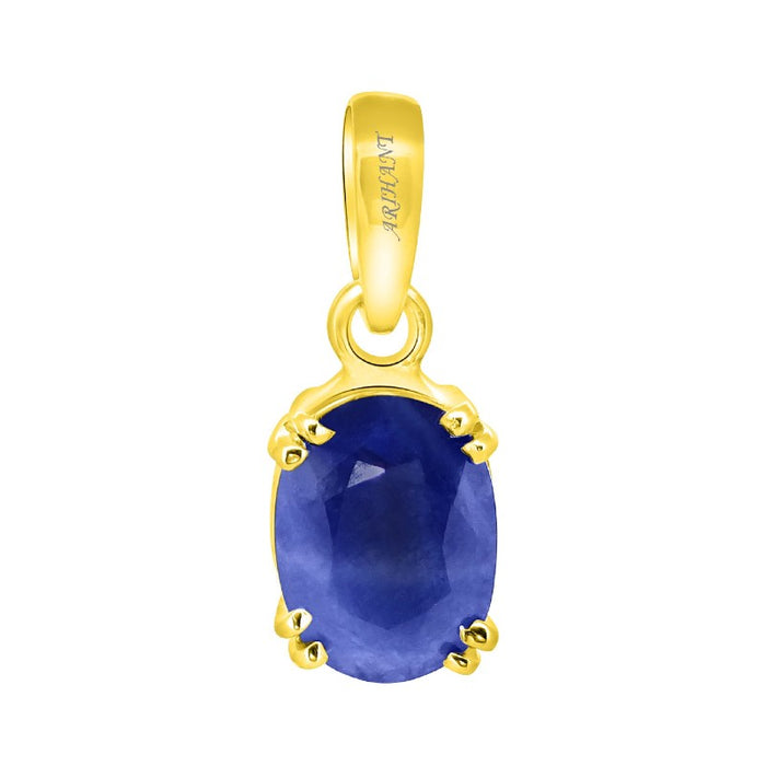 Blue Sapphire (Neelam) 3.25 - 12.25 Ratti Natural & Certified Astrological Gemstone Panchdhatu Prong Setting Pendant
