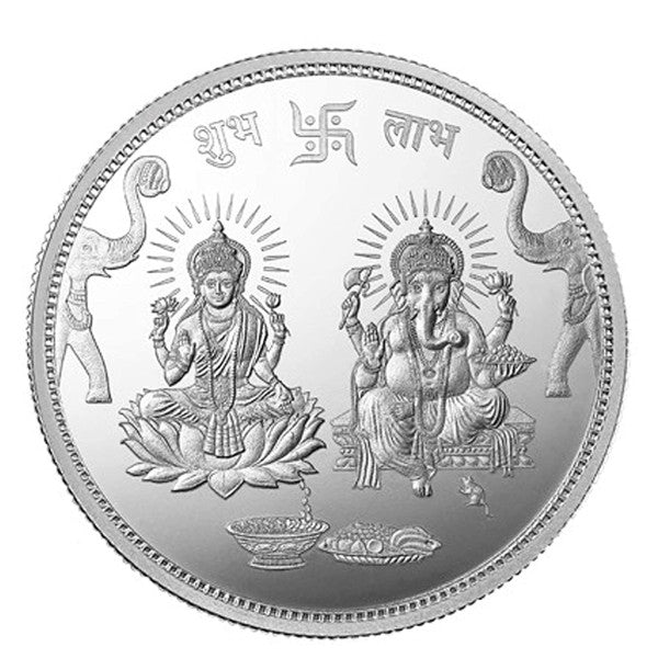MMTC-PAMP 50 gm Certified Non Precious Stone Ganesh Laxmiji Silver Coin with Capsule Packing