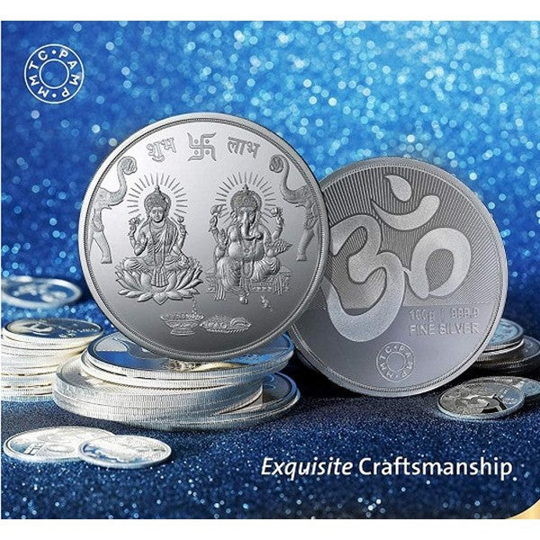 MMTC-PAMP Arihant Gems and Jewels 10g Ganesh Lakshmi Ji Silver (999) Coin with Capsule Packing