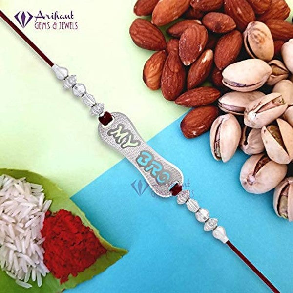 Arihant Gems & Jewels 925 Sterling Silver "My Bro" Rakhi for Brother | Natural & Certified